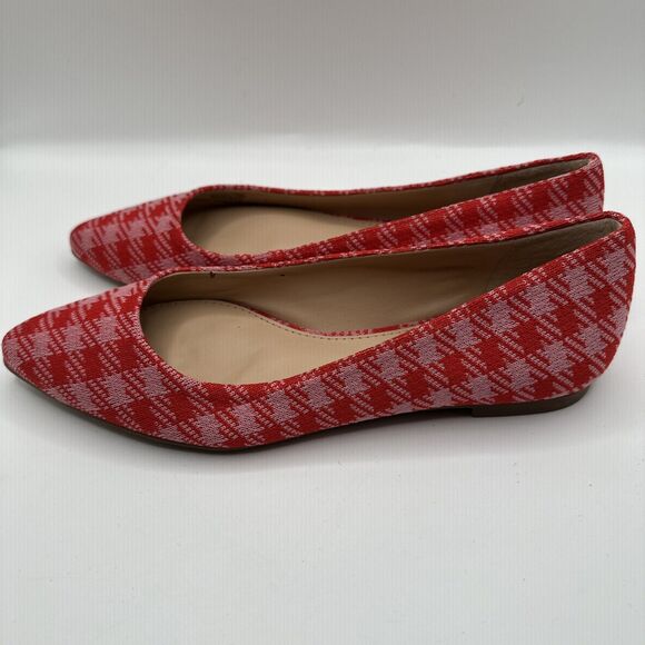 Gianni Binni Red Pink houndstooth ballet Flats Sz 6 - Picture 1 of 9